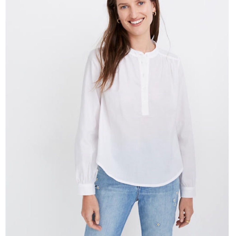 Madewell white shirred top